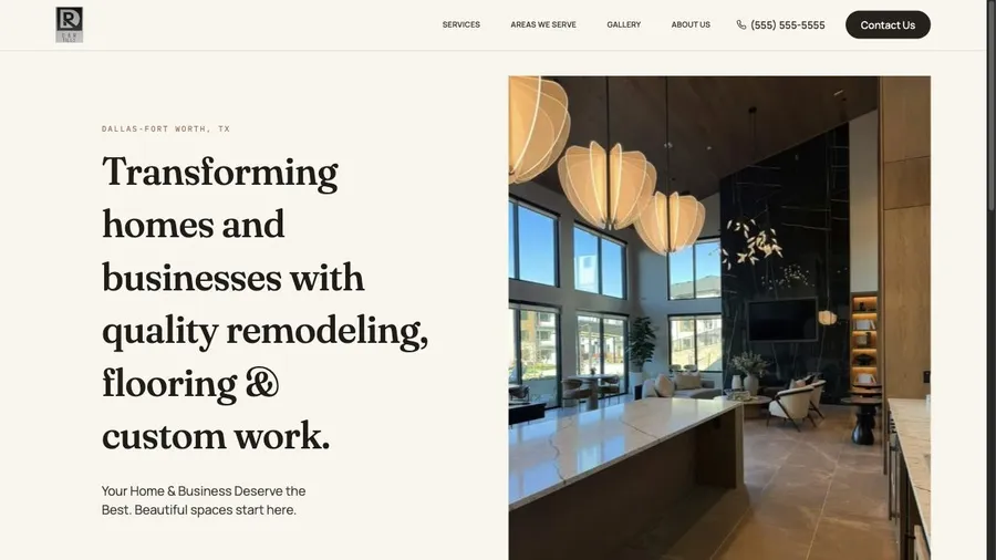 Screenshot of the DR Tile Solutions website